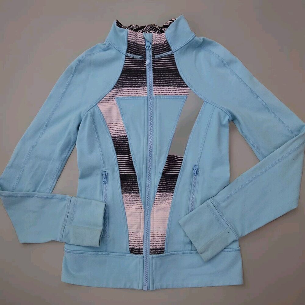 Ivivva Girls Size 8 Blue/Grey/Black/White Perfect‎ Your Practice Jacket